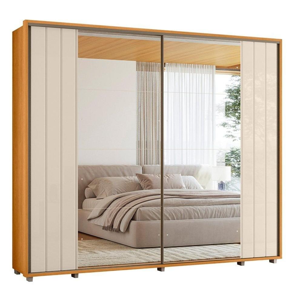 Miniatura Guarda-roupa Casal Dali 02 Portas com Espelho Cinamomo/Off White