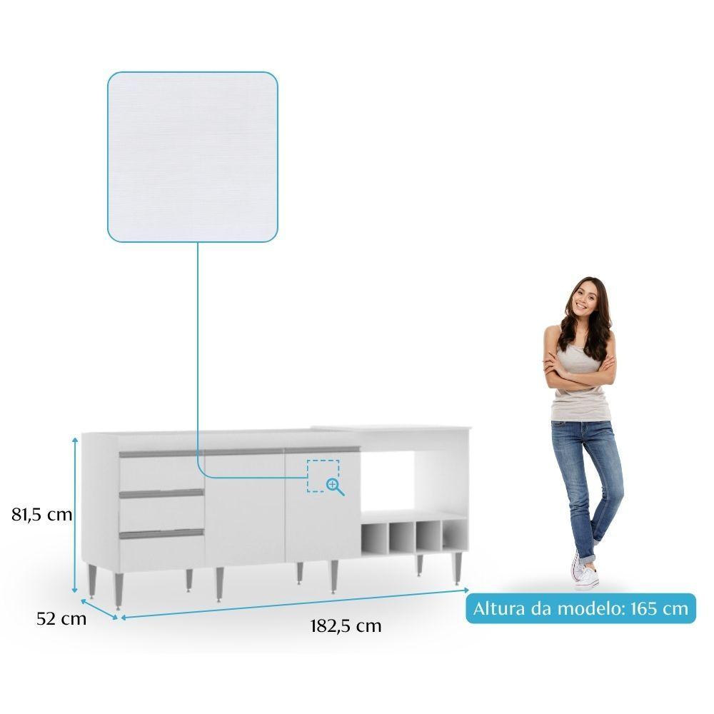 Miniatura Kit Armário De Cozinha Para Pia 120cm E Balcão Para Cooktop 4 Bocas Menu Móveis Branco