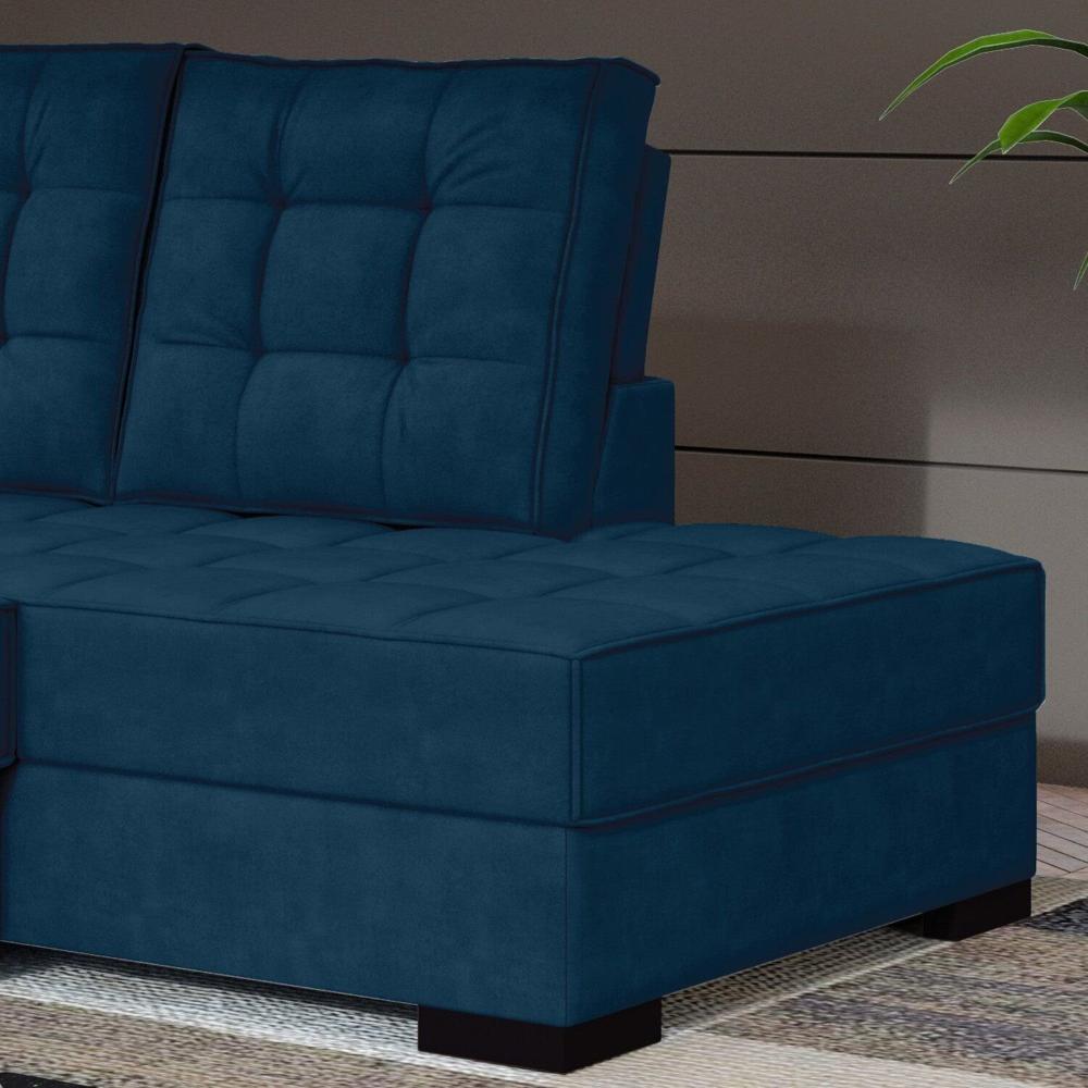 Miniatura Sofá Canto Retrátil e Reclinável Munique Tamanho 220cm X 175cm Azul