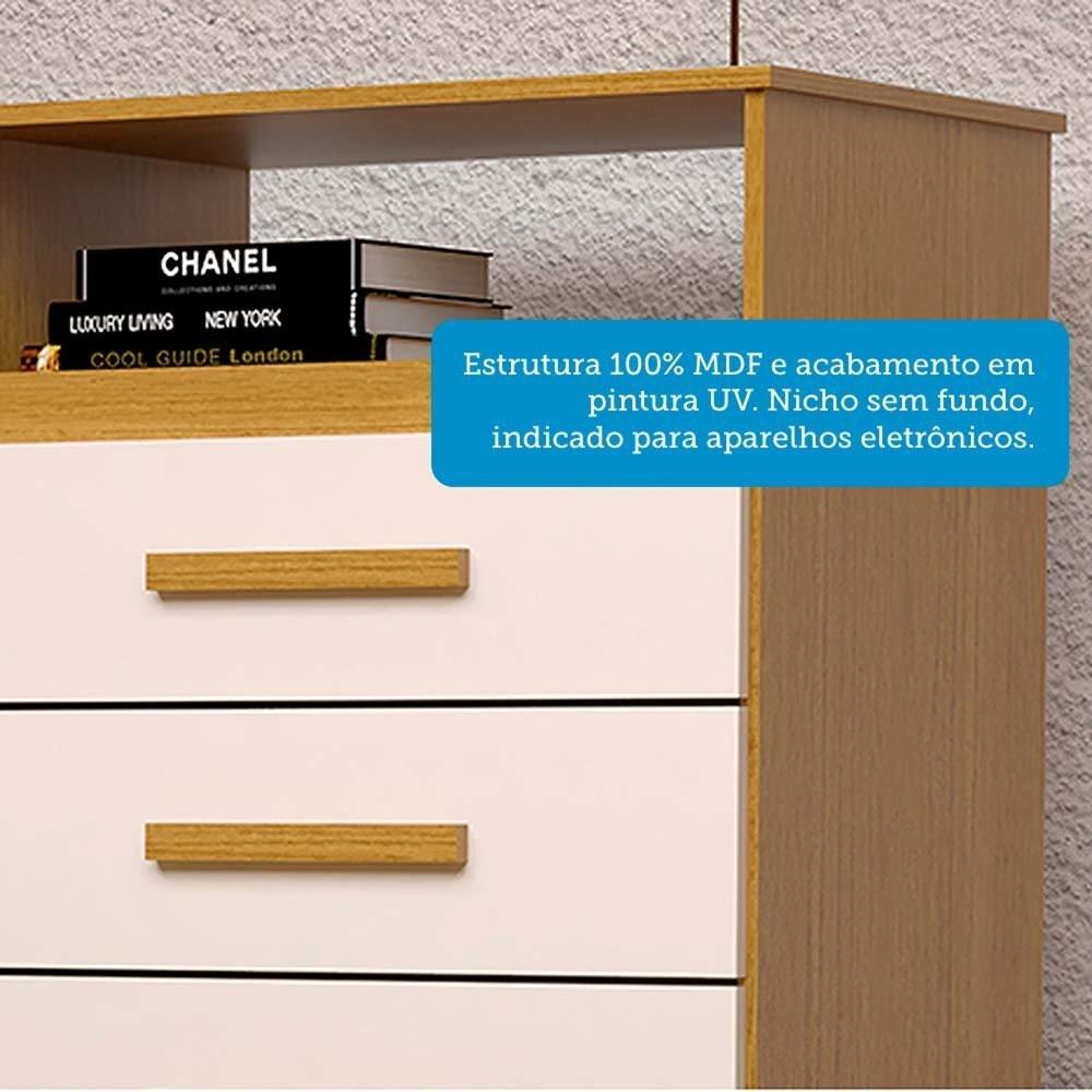 Miniatura Cômoda Gaveteiro 4 Gavetas Flex Color 100% MDF Jéssica Cinamomo/Off White