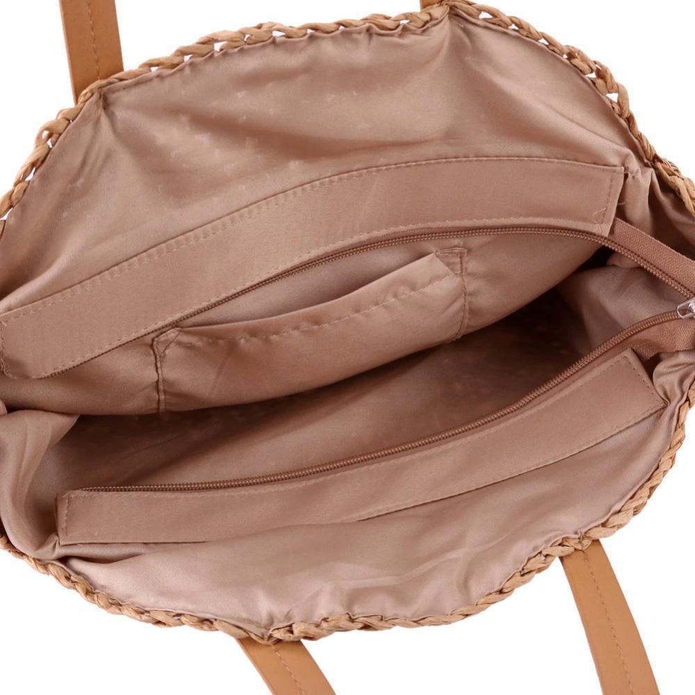 Miniatura Bolsa Saco Grande Redonda Palha Sintética Maleável Caramelo