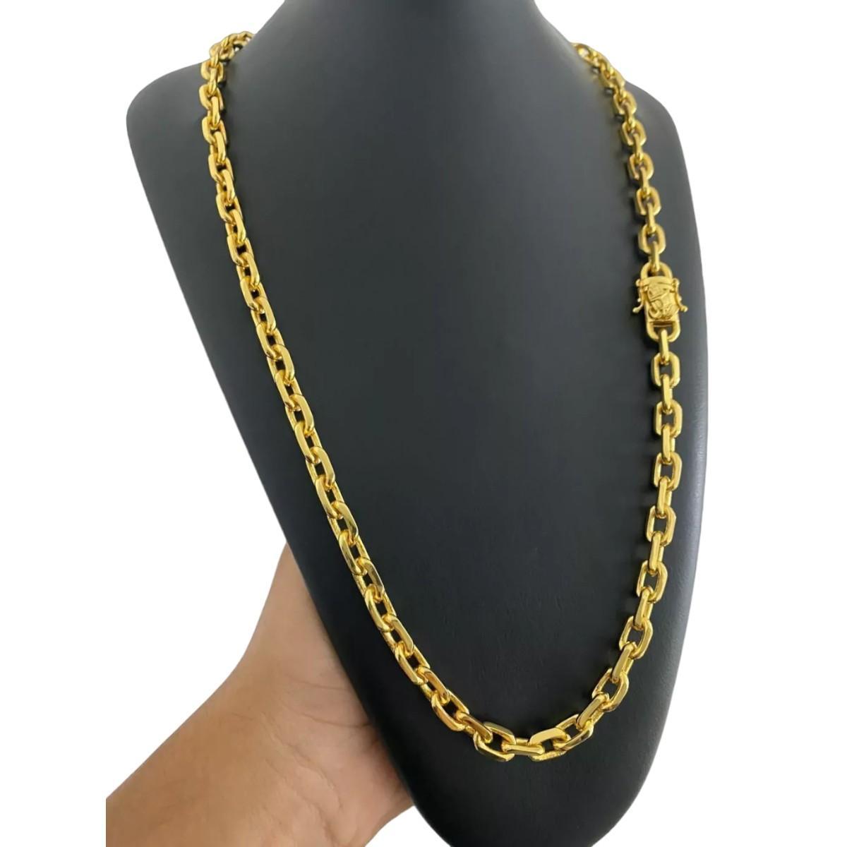 Miniatura Cordão Cadeado 8Mm Fecho Mão Rezando - Banhado A Ouro 18K