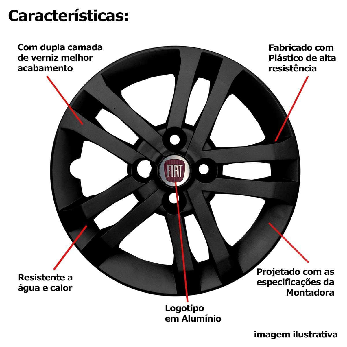 Miniatura Calota Mobi Argo Cronos Aro 14 Black Piano Logo Metal 294cb