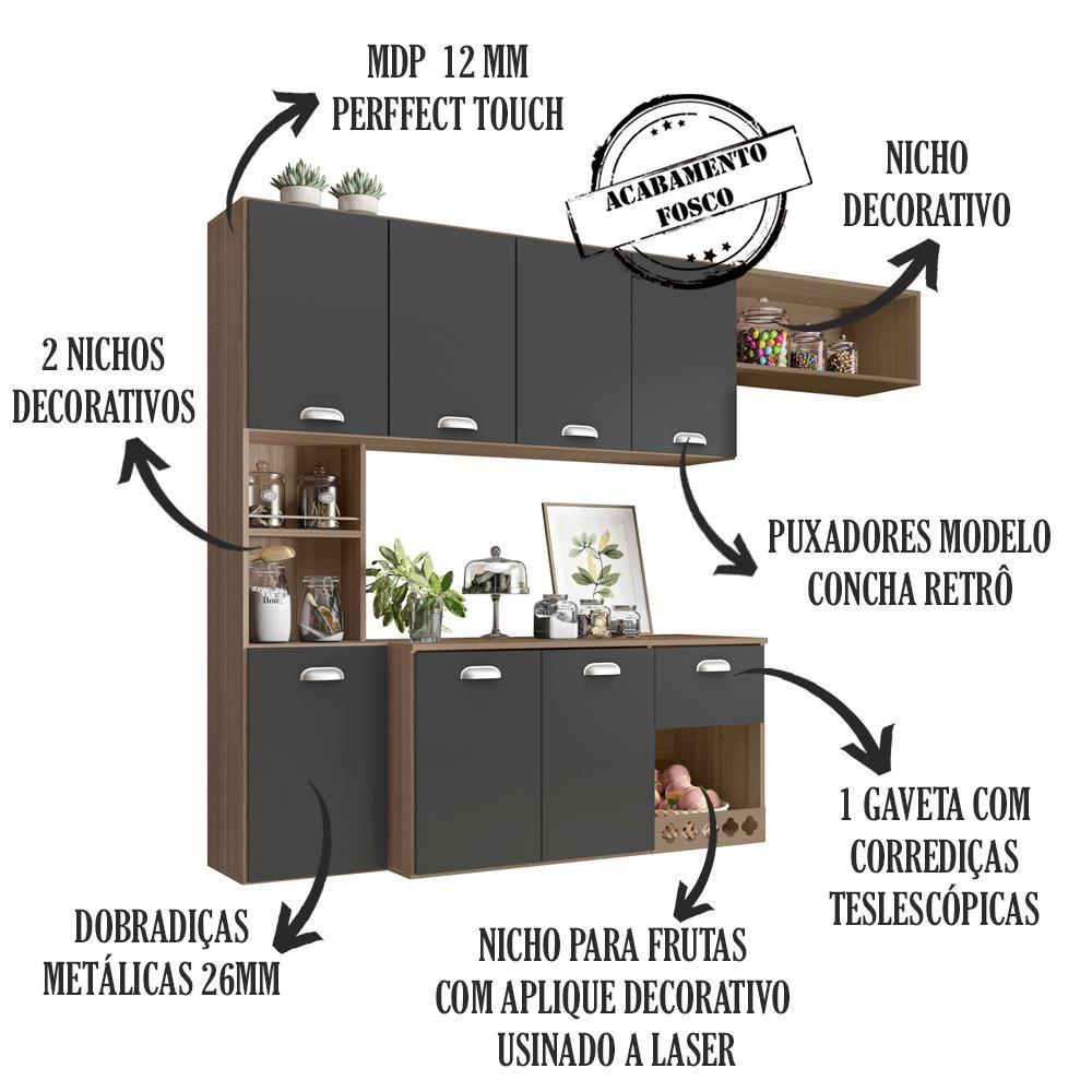 Miniatura Cozinha Compacta 7Pts 10019 Carvalho Oak Grafite