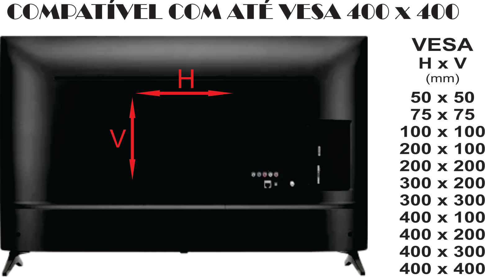 Miniatura Suporte Bi Articulado p/ TVs 10-48 - VESA 400x400mm