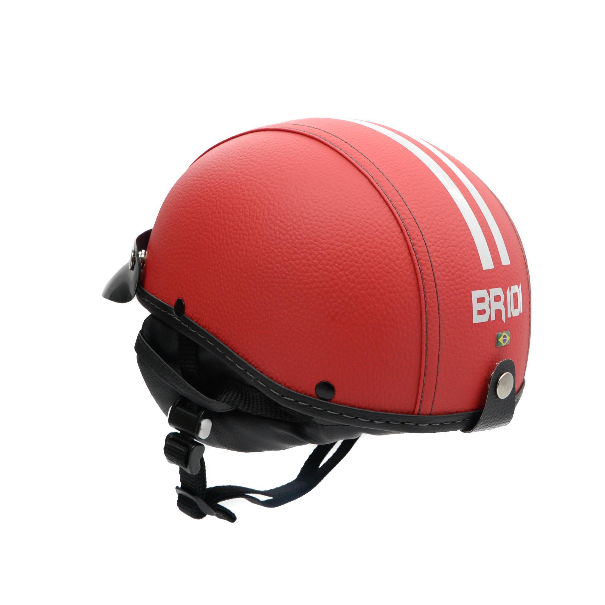 Miniatura Capacete Coquinho Scooter Moto Elétrica Bike Couro Vermelho