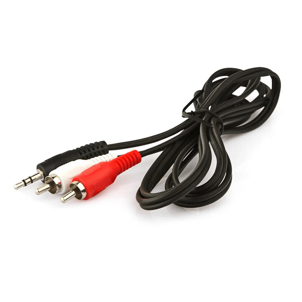 Miniatura Cabo de Áudio Auxiliar 2 RCA x TRS 2.5mm Estéreo 1.2 Metros