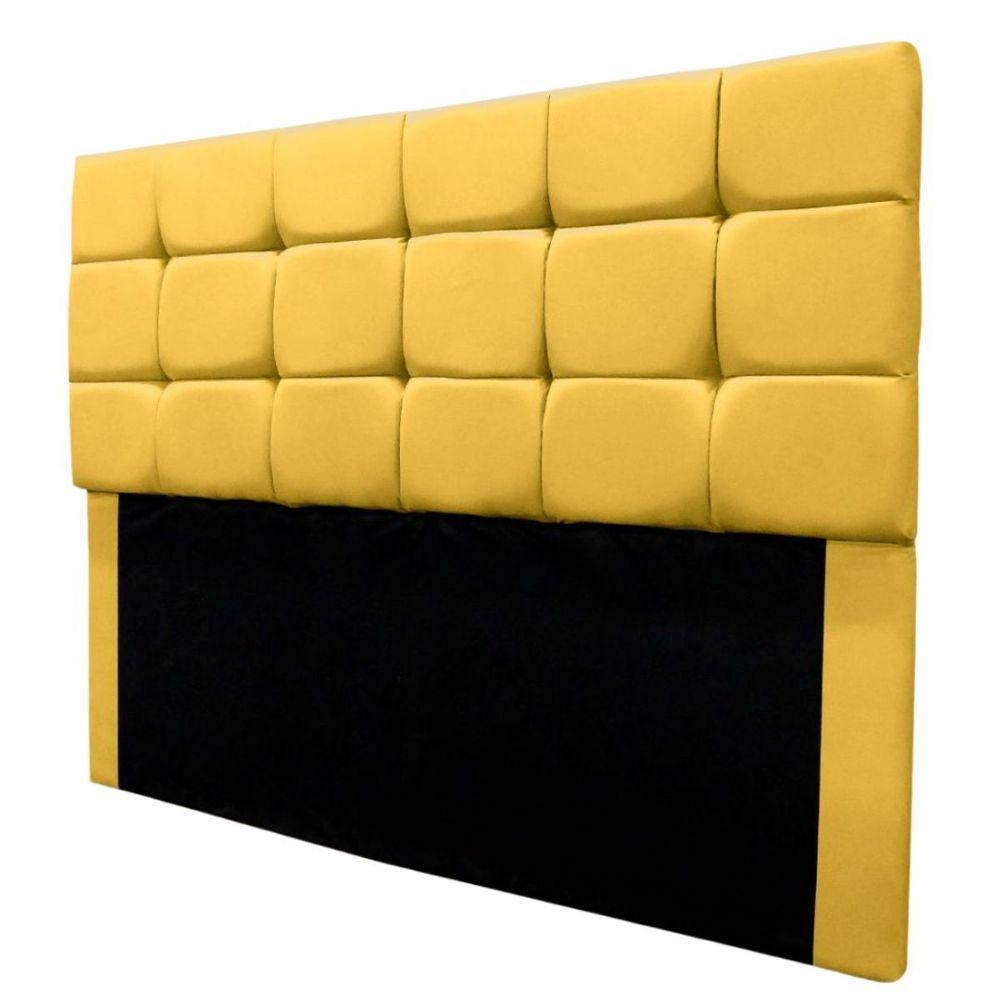 Miniatura Cabeceira Cama Box Queen 160 Cm Bianca Suede Amarelo