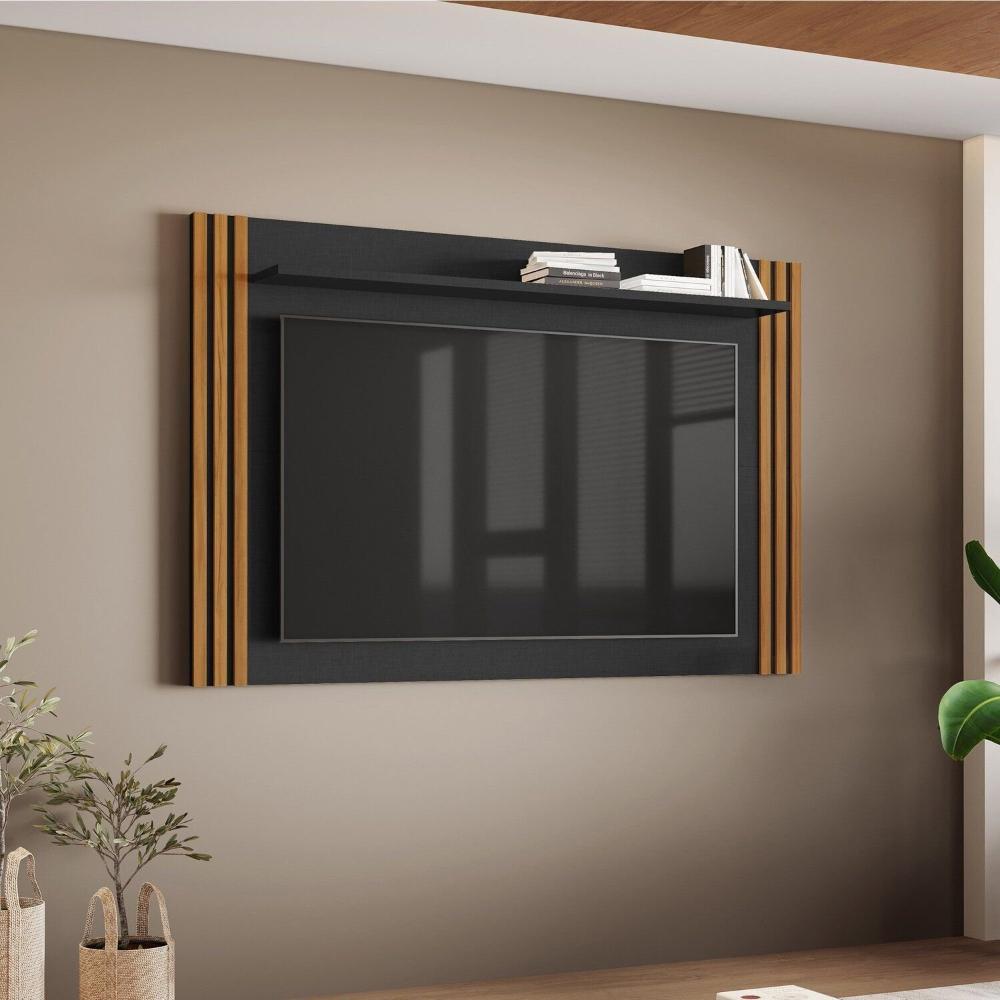 Miniatura Painel Ripado para Tv até 65 Polegadas Preto Tx/ Freijó Trend