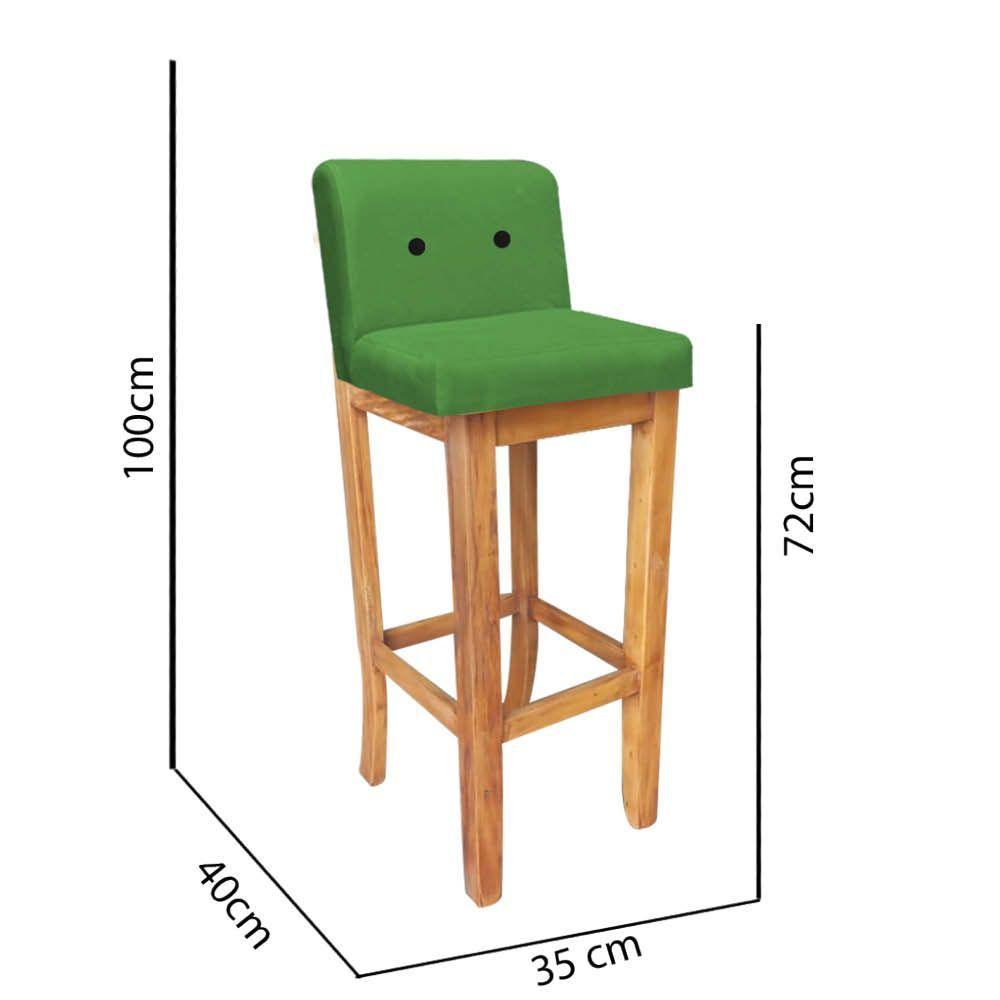 Miniatura Banqueta Alta Com Encosto Aila Balcão Bistrô Corino Verde Botão Preto - Ahazzo Móveis