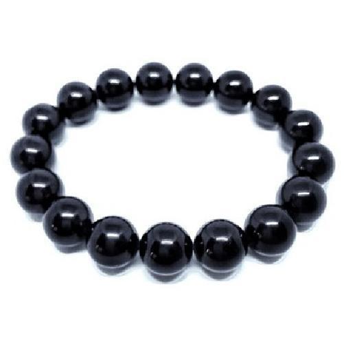 Miniatura Pulseira Masculina De Pedra Turmalina Negra 12 Mm