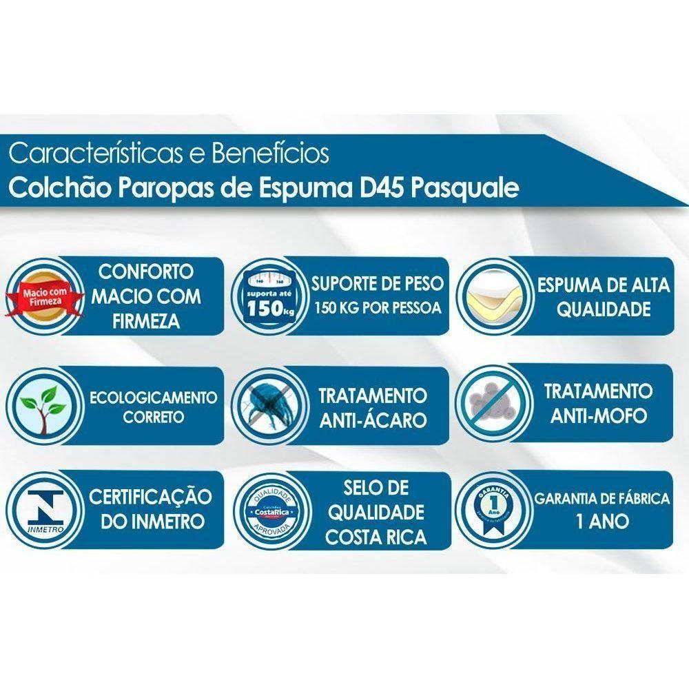 Cama Box Baú Queen: Colchão Espuma Paropas D45 Pasquale + Base Crc Suede Gray(158X198)