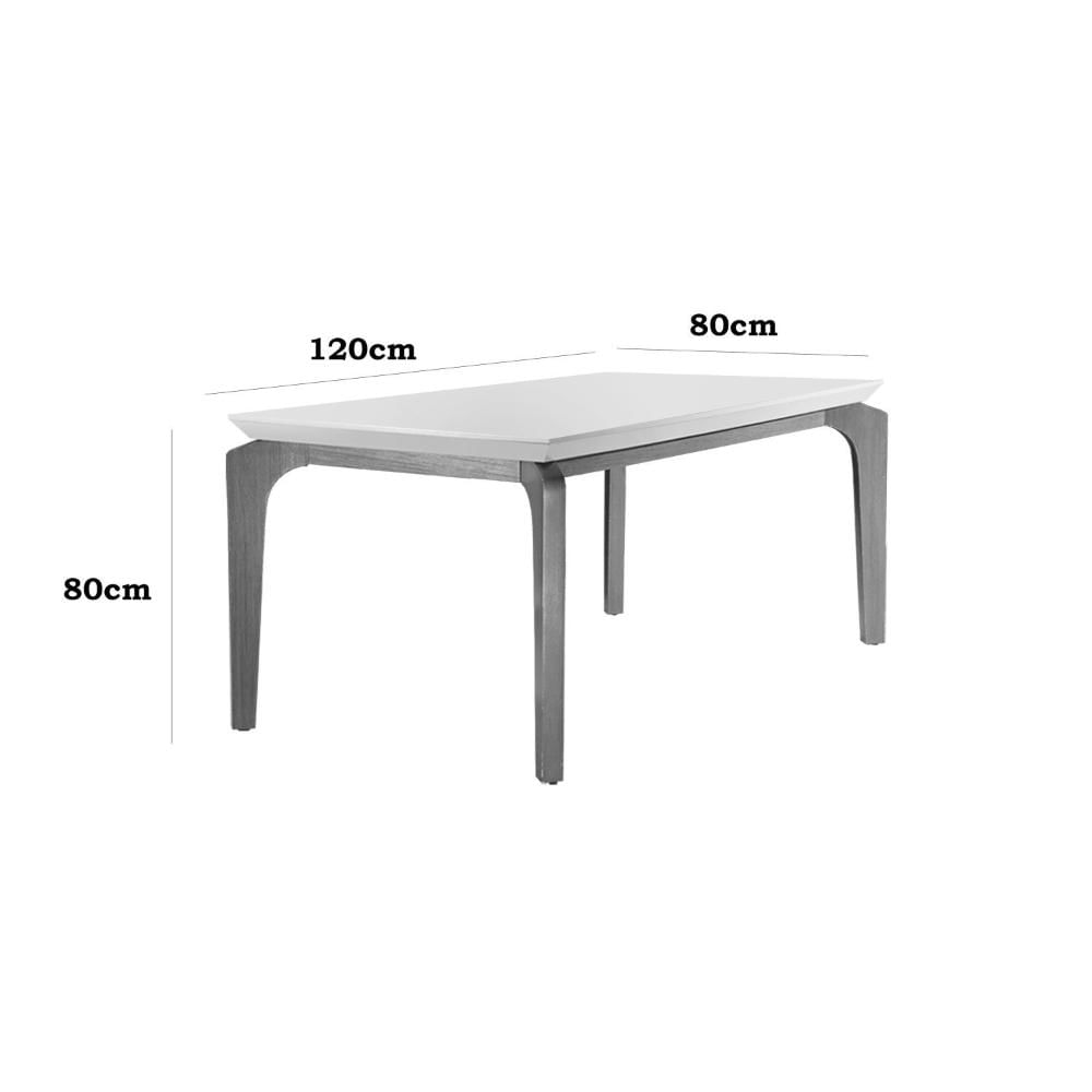 Miniatura Conjunto Mesa 120cm Canto Reto Dublin e 4 Cadeiras Irlanda Rufato Turim 07/Off White/imbuia