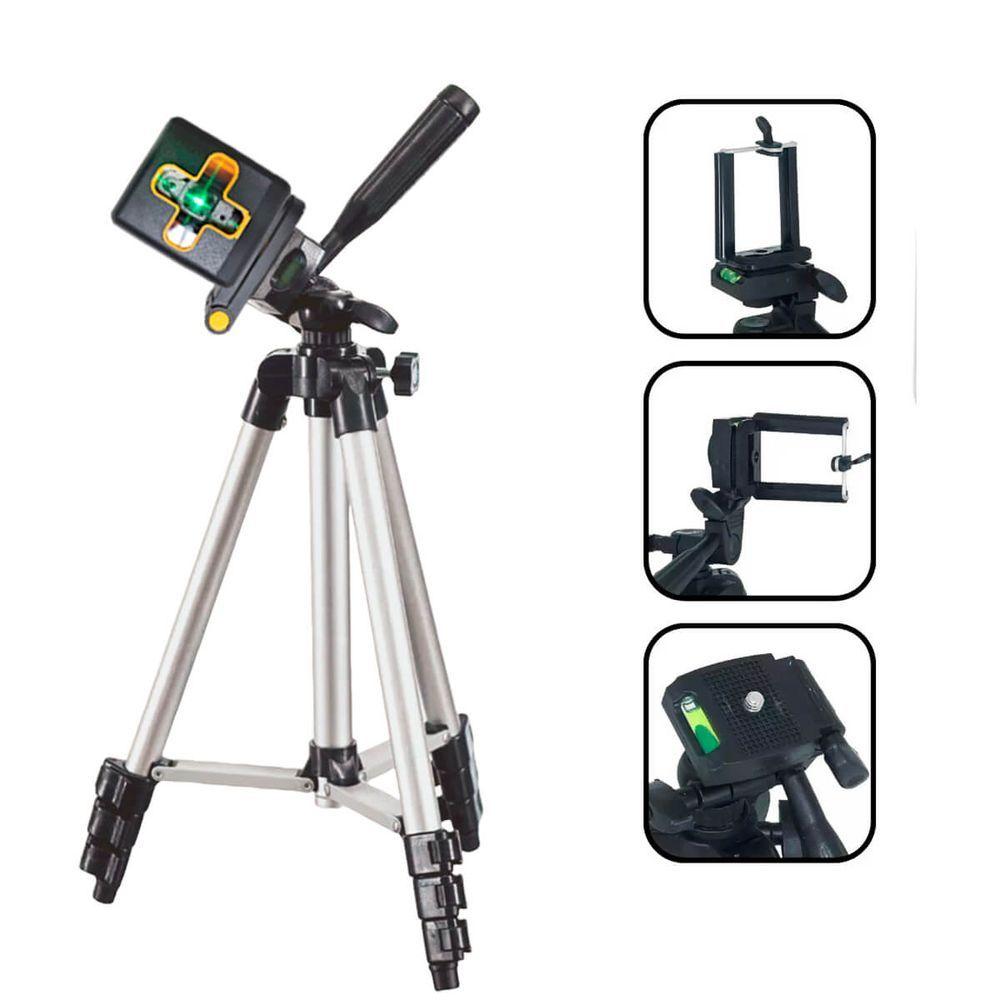 Miniatura Kit Mini Nível Laser 20m Com Tripé 2 Linhas E Bateria Recarregável