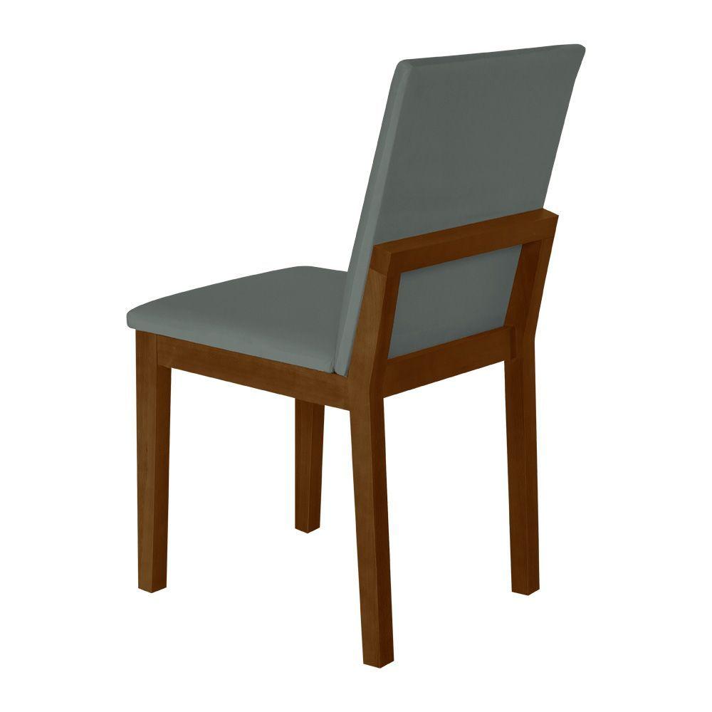 Miniatura Kit 2 Cadeiras De Jantar Pérola Estofado Liso Veludo Cinza Base Madeira Maciça Imbuia