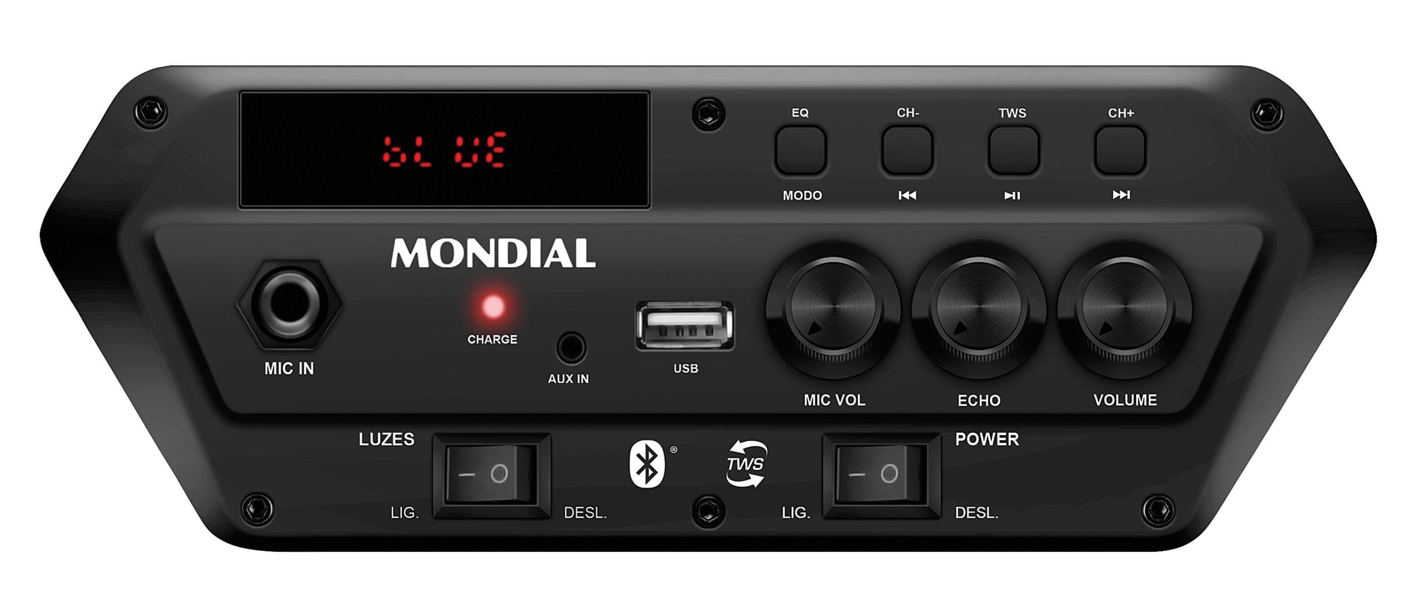 Miniatura Caixa de Som Acústica Bluetooth 250W Mondial Connect Partyplus CM250 Preta