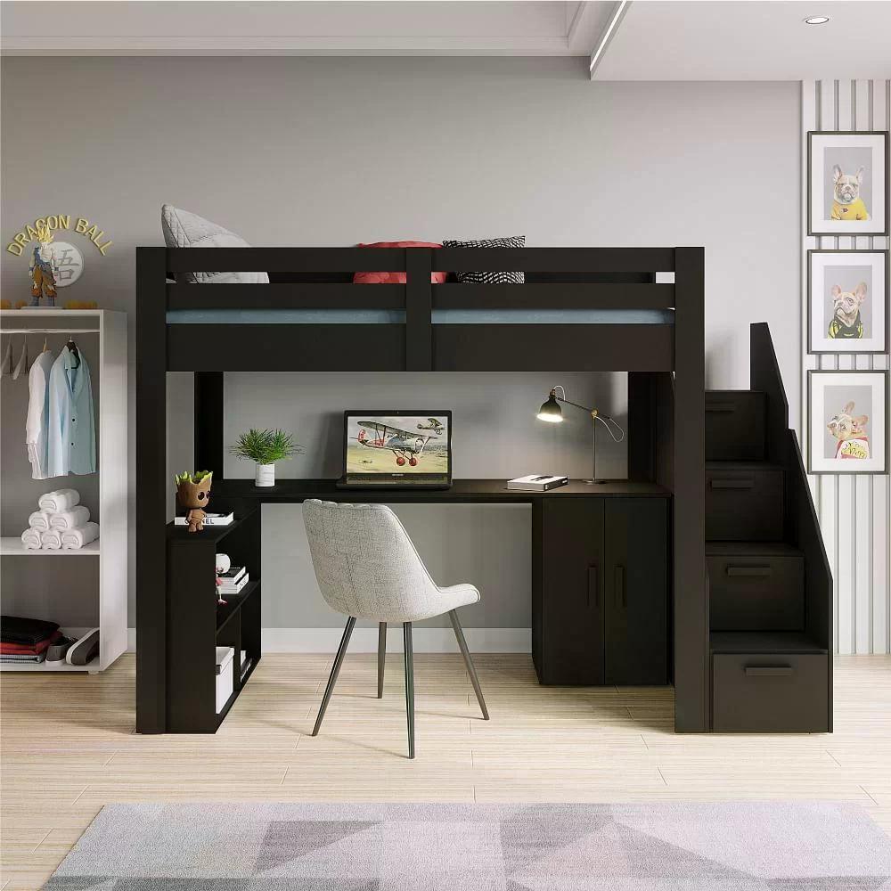 Miniatura Cama Alta Star Plus Office Gamer Casatema Preto