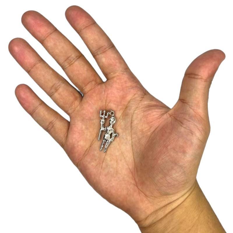 Miniatura Pingente Exu Imagem 3,1 Cm Niquelado
