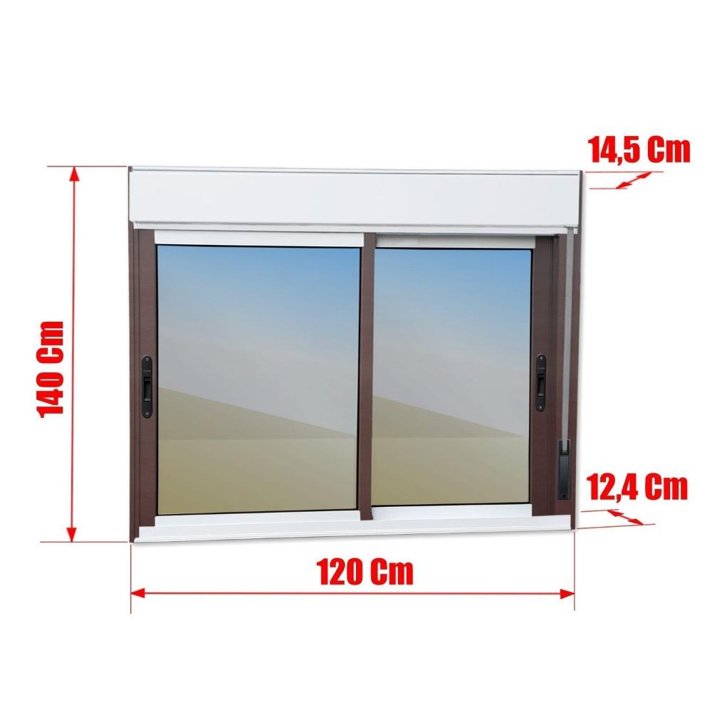 Miniatura Janela Elite 2 Folhas Moveis com Persiana Integrada 140 X 120 Vidro Reflex Mix Corten