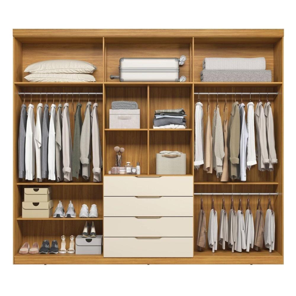 Miniatura Guarda-roupa Casal 6 Portas Giardino Cinnamon/Off White