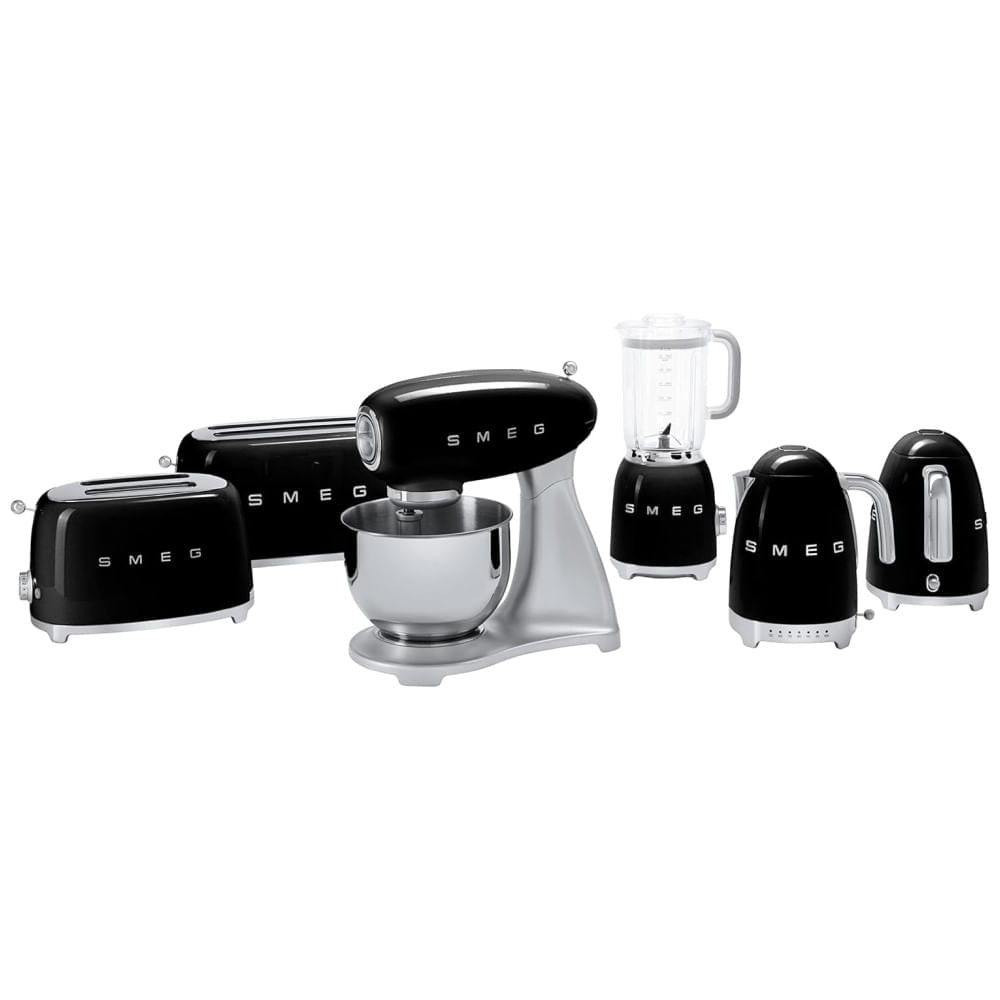 Conjunto Smeg Retro de Cafeteira e Torradeira 2 Fatias Preta