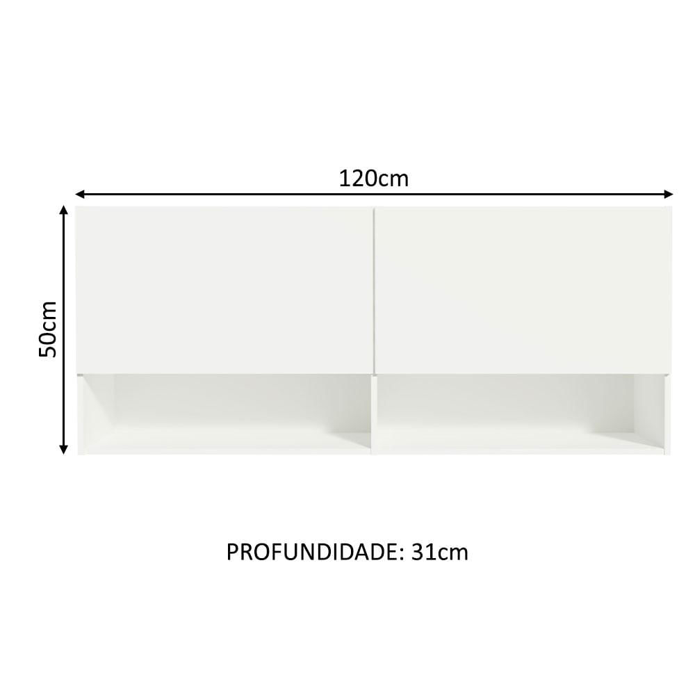 Miniatura Armário Aéreo para Quarto com Nicho e Prateleira 120cm Branco Madesa Branco