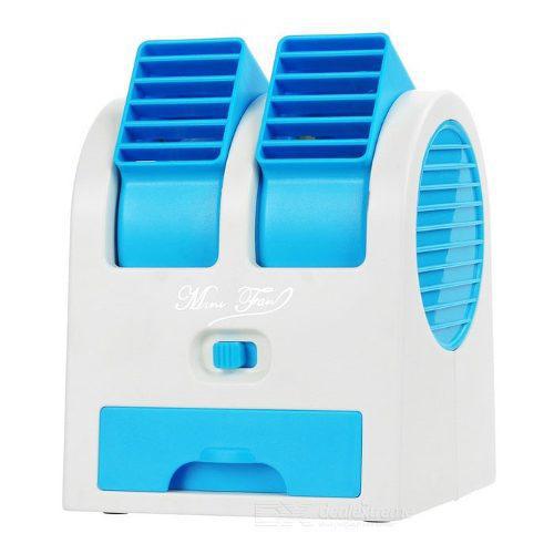 Miniatura Mini Ventilador Usb E Pilhas Climatizador Azul (Hb-168)