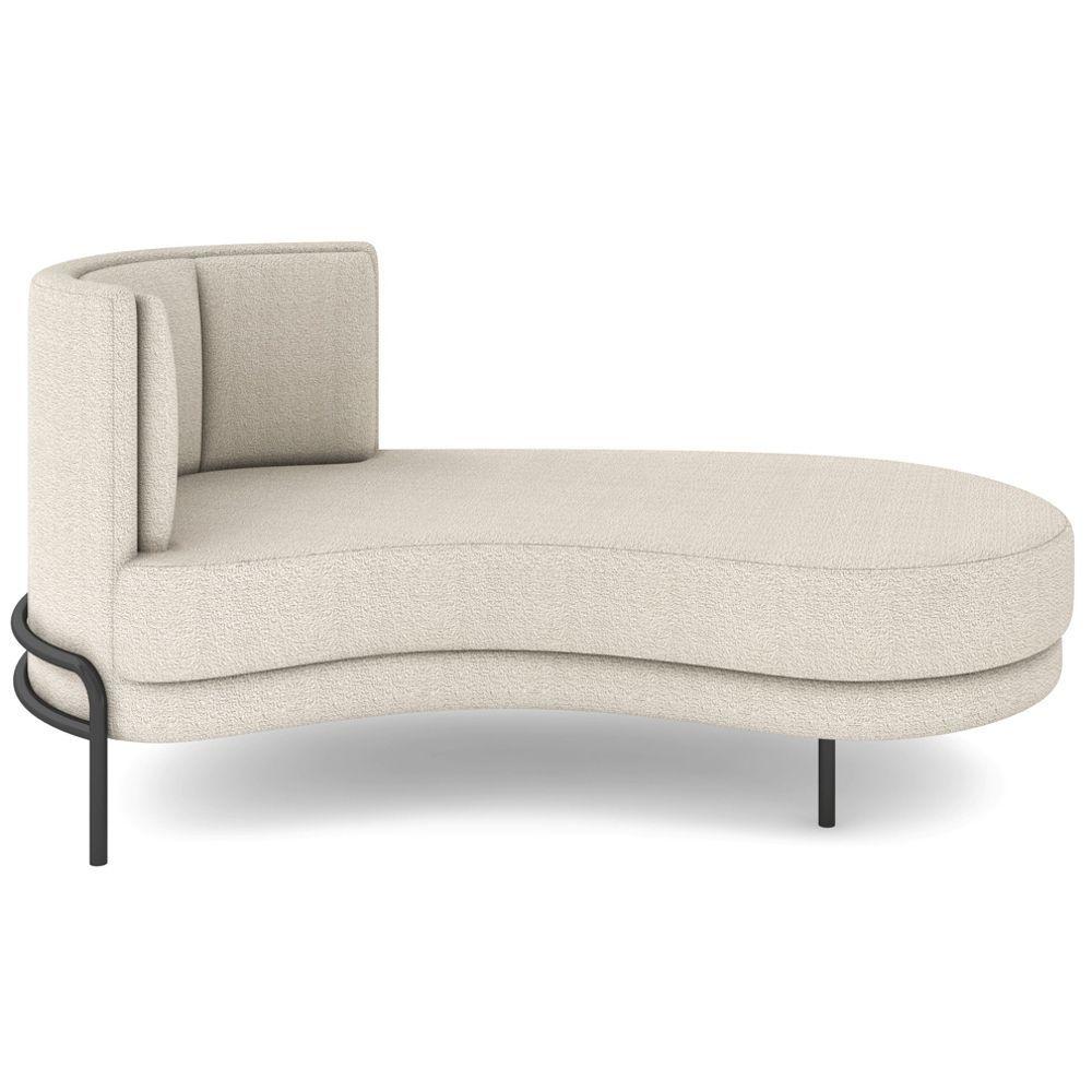 Chaise Longue Divã 164cm Braço Direito Logus D06 Bouclê Bege - Mpozenato
