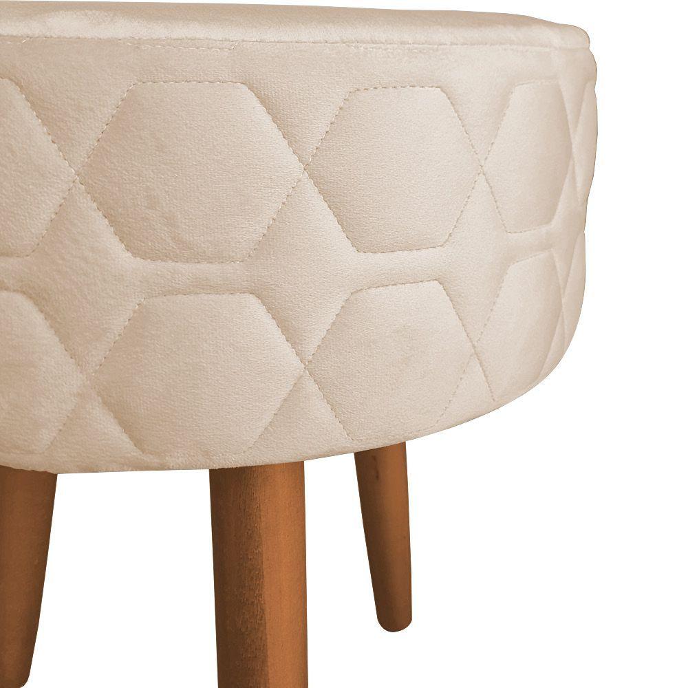 Miniatura Puff Banqueta Metalada 40cm Roxa Cor Bege