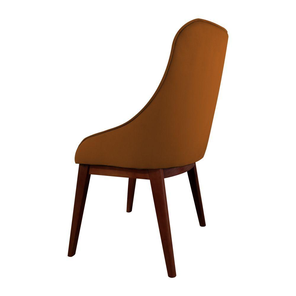 Miniatura Cadeira De Jantar Elisa Nobre Estofada Liso Veludo Terracota Base Madeira Maciça Imbuia