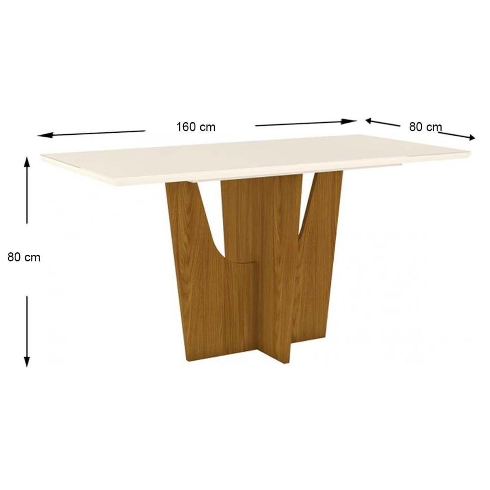 Miniatura Mesa De Sala Jantar Vértice + Tampo Madeirado 160x80cm Nature/off White - Henn
