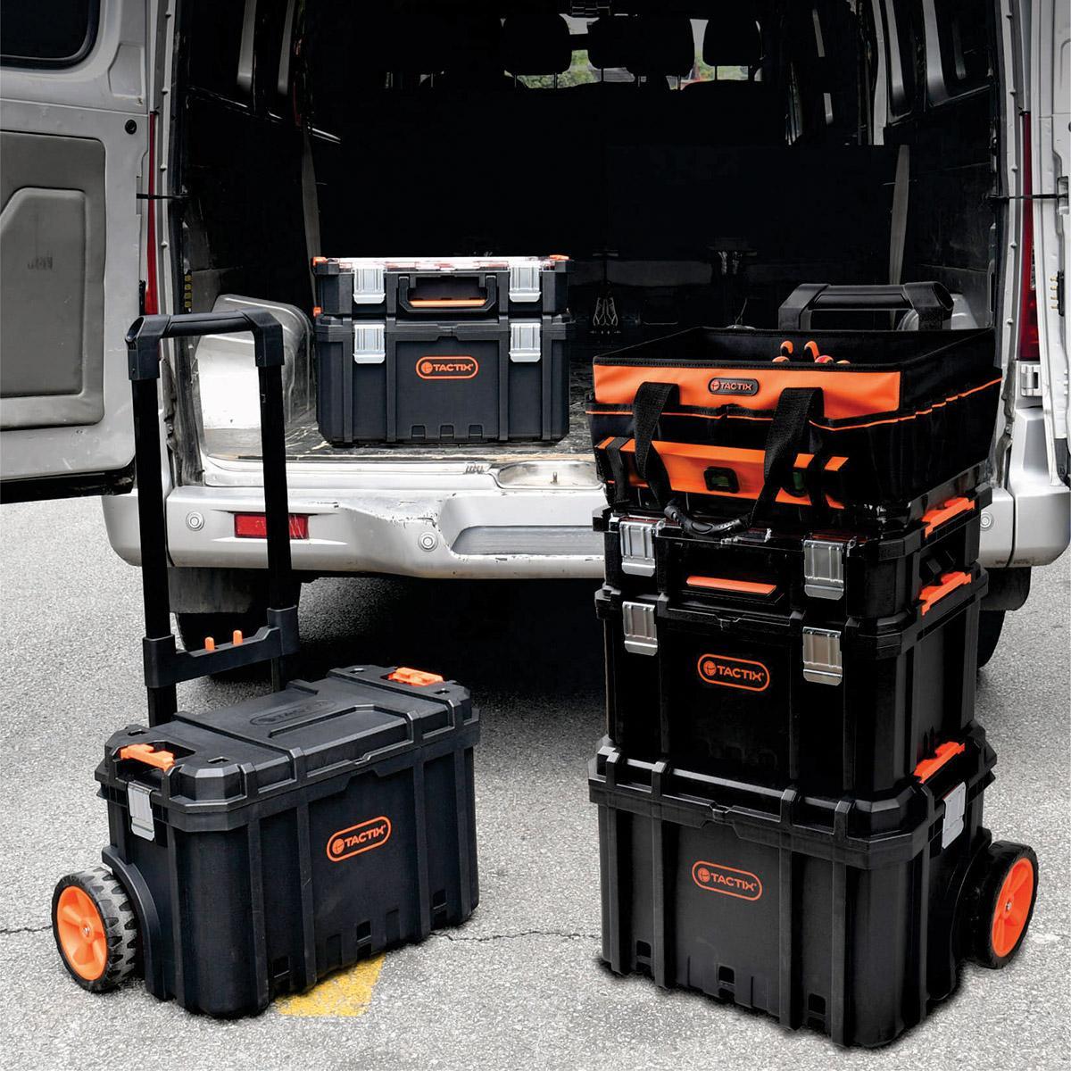 Kit Carrinho Caixa Ferramentas Modular Alça Telescópica