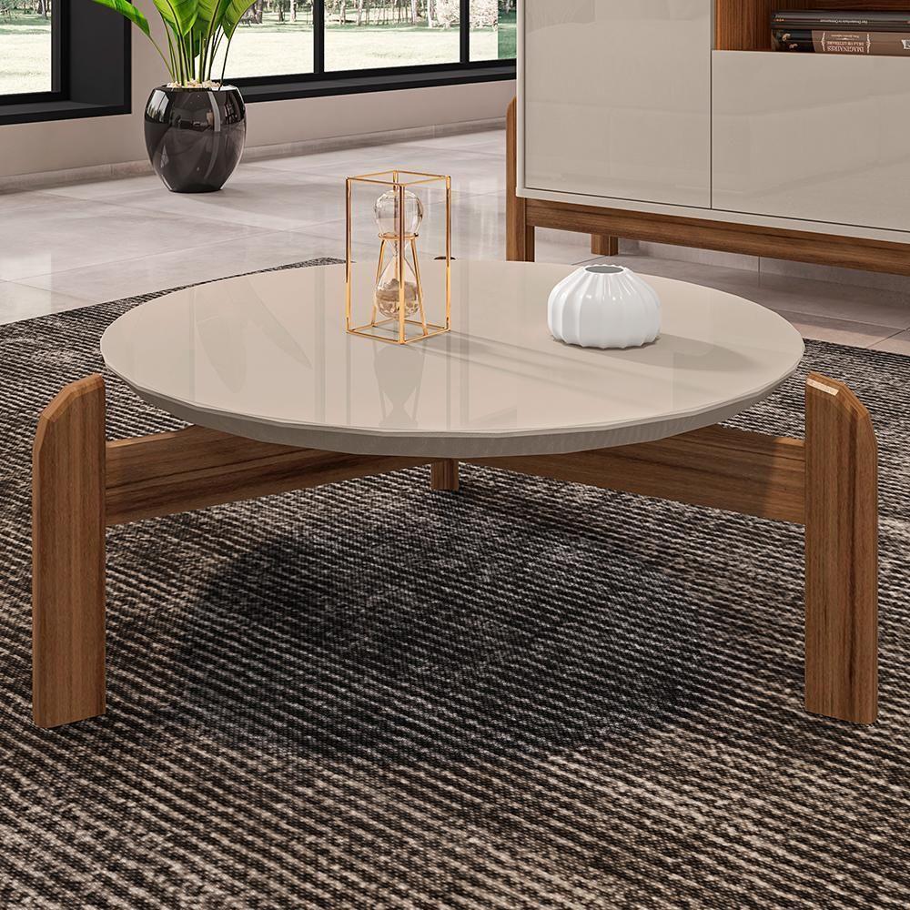 Miniatura Mesa De Centro Lizz Redonda Off White-cedro - Casa D Off White-cedro