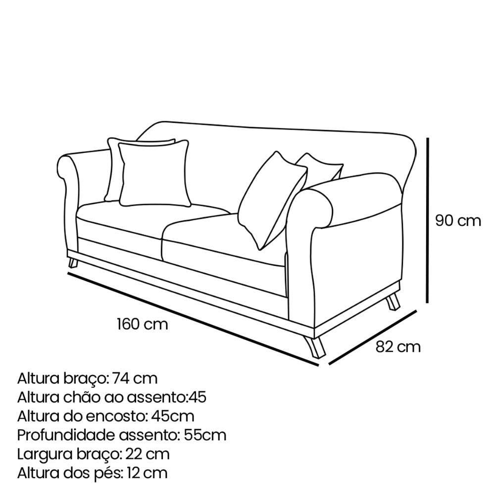 Miniatura Kit Poltrona E Sofá 2 Lugares 1,60m Suede Pés Castanho Preto