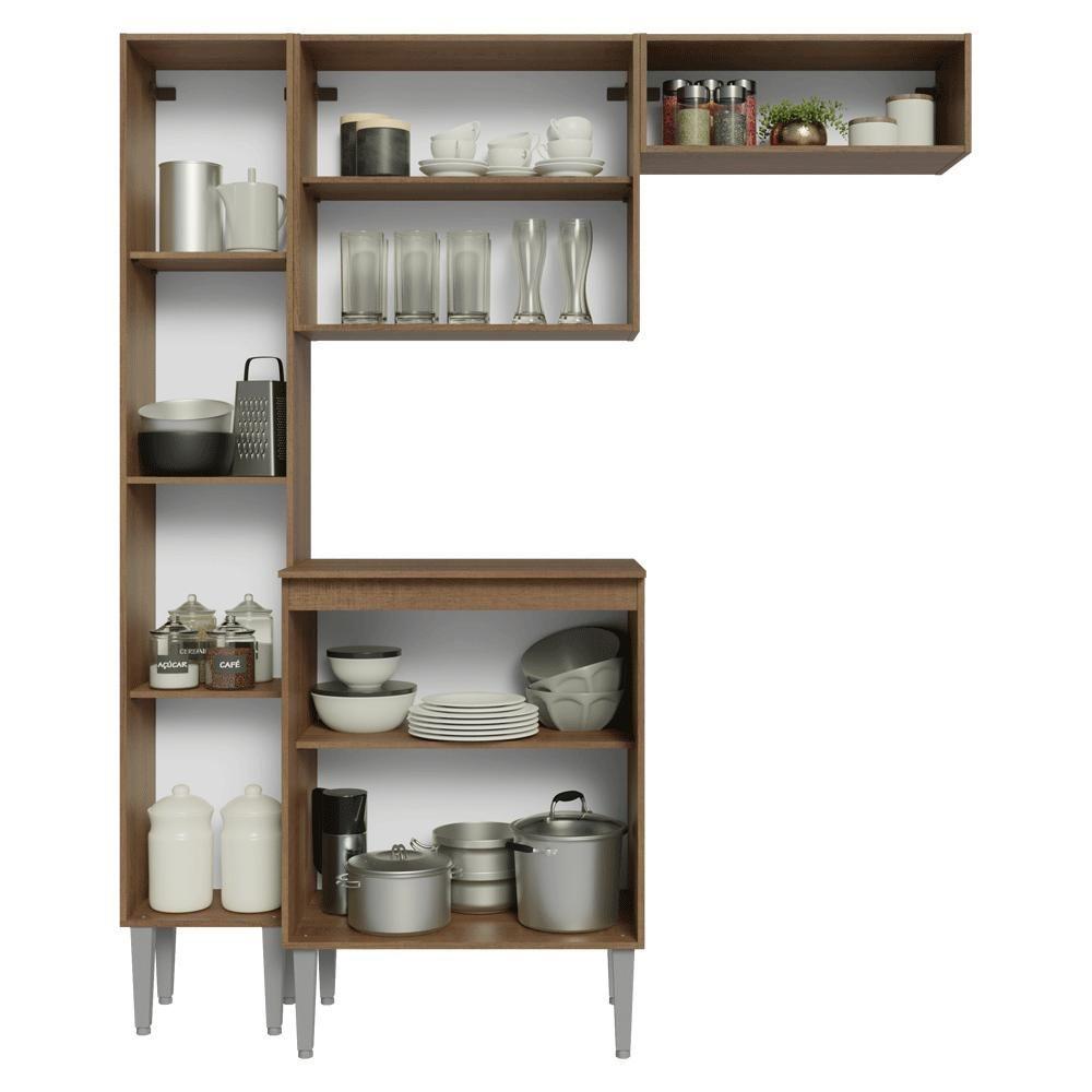 Miniatura Armário De Cozinha Compacta 156 Cm Rustic-cinza Emilly Madesa 01