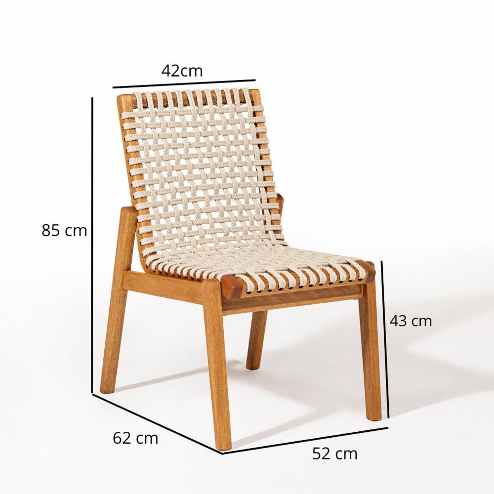 Miniatura Conjunto 1 Banco 4 Cadeiras e 1 Mesa 180cm Traço Stain Jatobá/Corda Areia