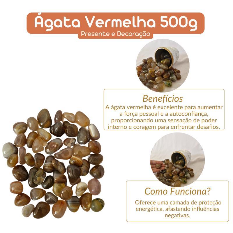 Miniatura Pedra Ágata Vermelha Rolada 1 A 2 Cm 500G Natural