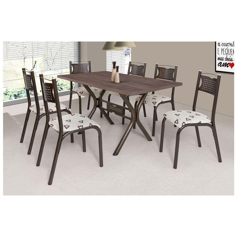 Miniatura Conjunto De Mesa Com 6 Cadeiras Ciplafe Poeme Bronze/Bege