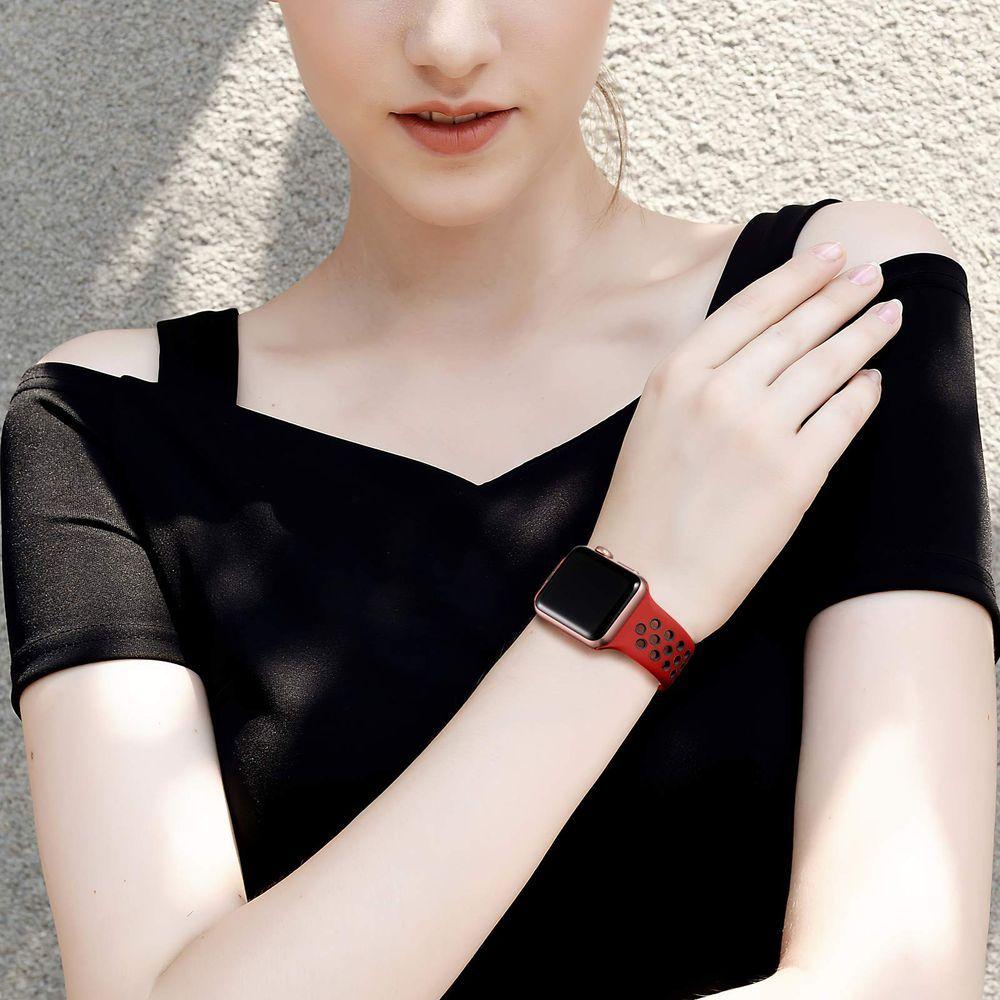 Kit 3 Pulseiras Para Apple Watch 38-41mm (preto Antracite-preto, Branco-preto, Vermelho-preto)