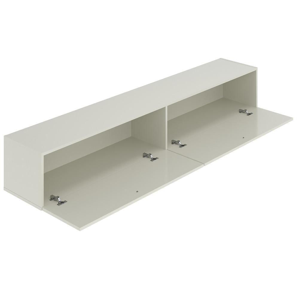 Rack Com Painel Ripado Suspenso Para Tv Até 70 Polegadas 2 Portas Grécia 180cm Off White E Nature