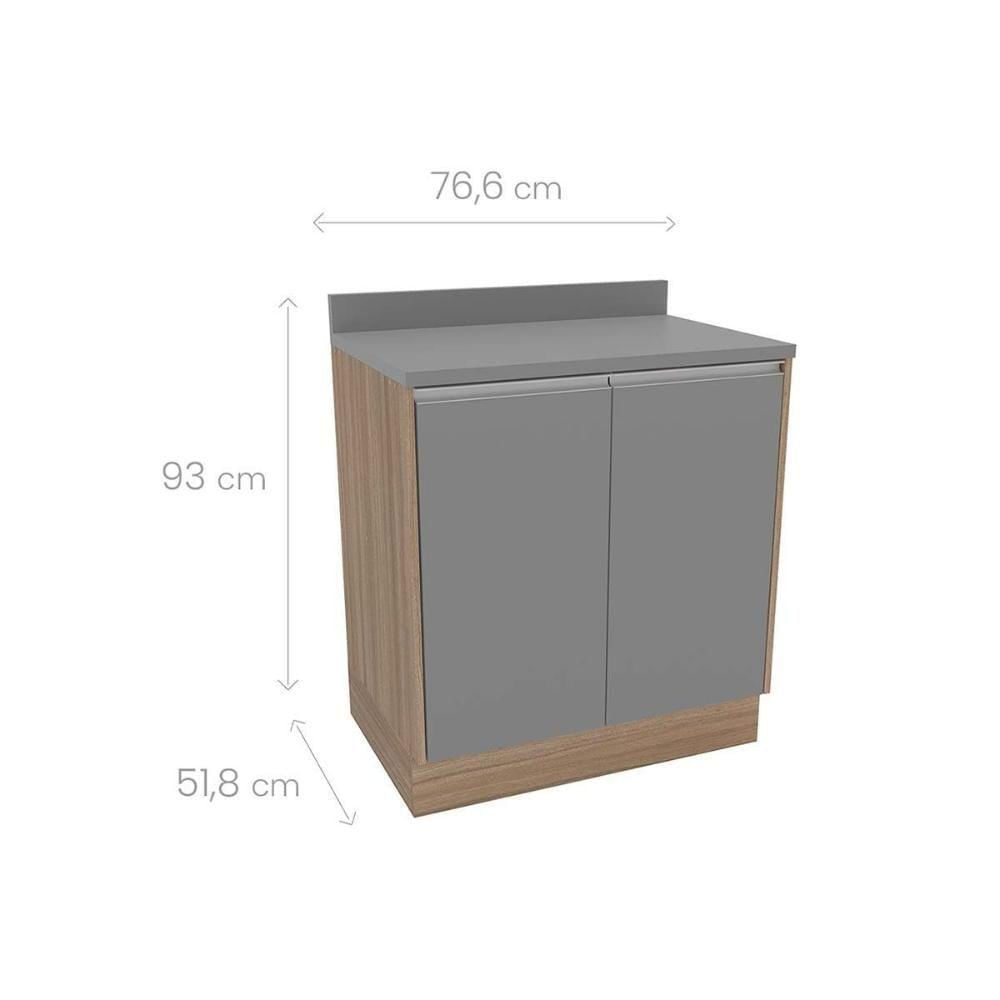 Miniatura Balcão De Cozinha Modulado Campanele Com 2 Portas 76cm Castanho Cinza Politorno