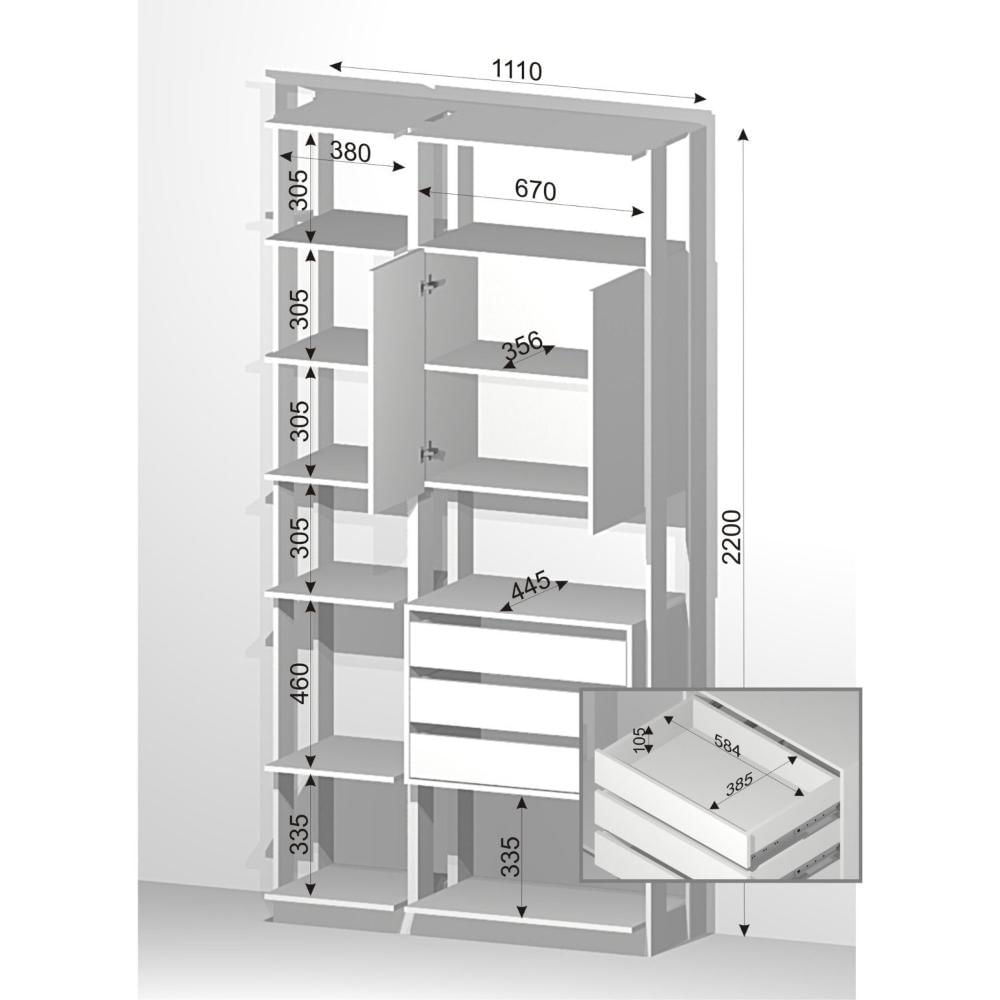 Miniatura Módulo para Closet 2 Portas 3 Gavetas Be Mobiliário Nature/Grafite