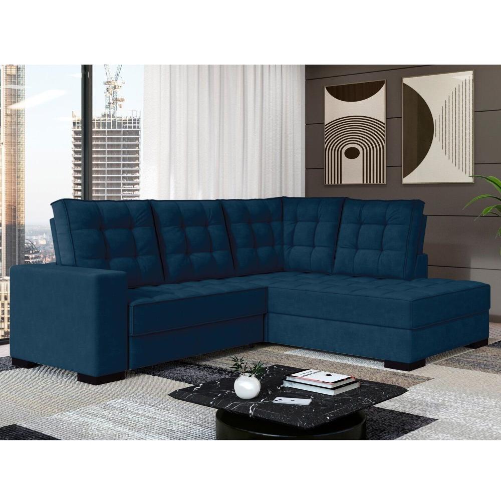 Miniatura Sofá Canto Retrátil e Reclinável Munique Tamanho 220cm X 175cm Azul