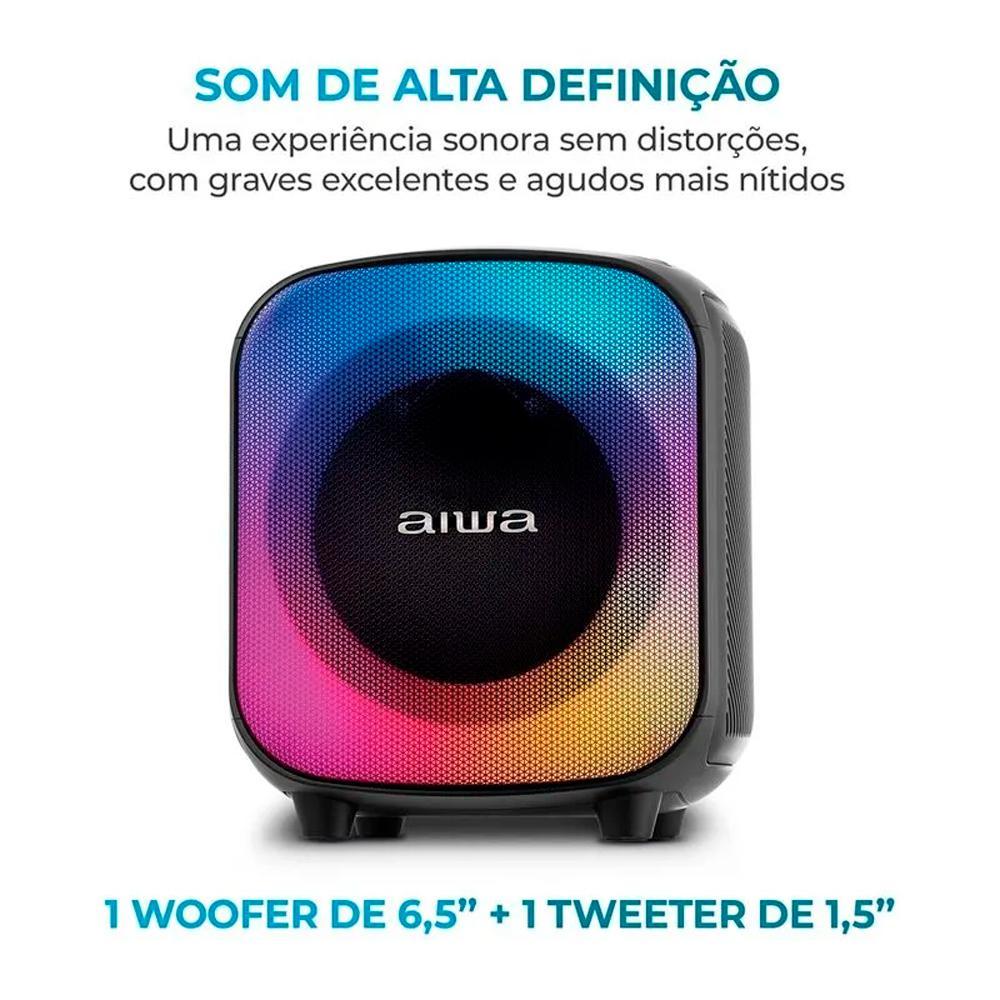 Miniatura Caixa Som Partybox Aiwa Aws-Pb-07 Bluetooth Led Rgb Preta