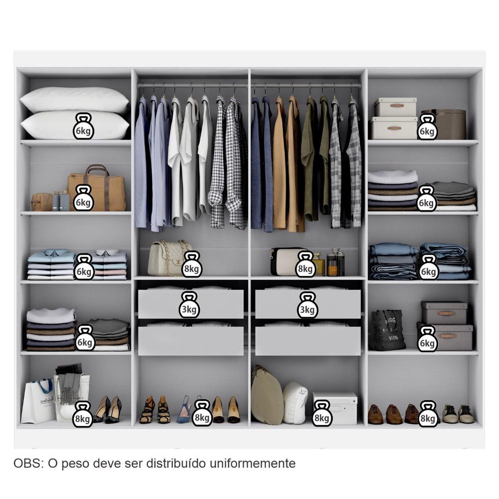 Miniatura Guarda Roupa Casal 8 Portas 4 Gavetas Paris Espresso Móveis Branco
