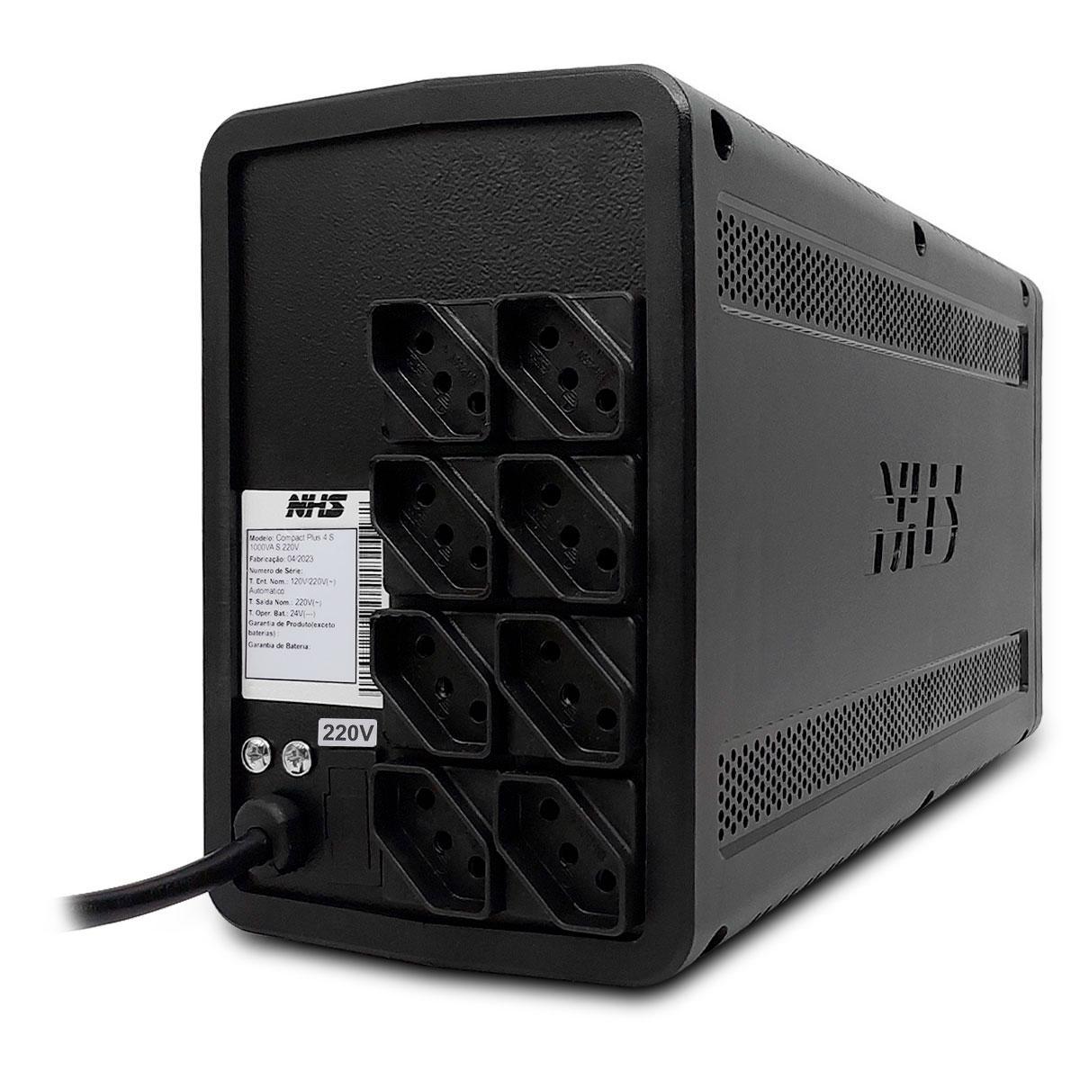 Miniatura Nobreak 1000Va NHS Compact Plus 4, Bivolt, 8 Tomadas