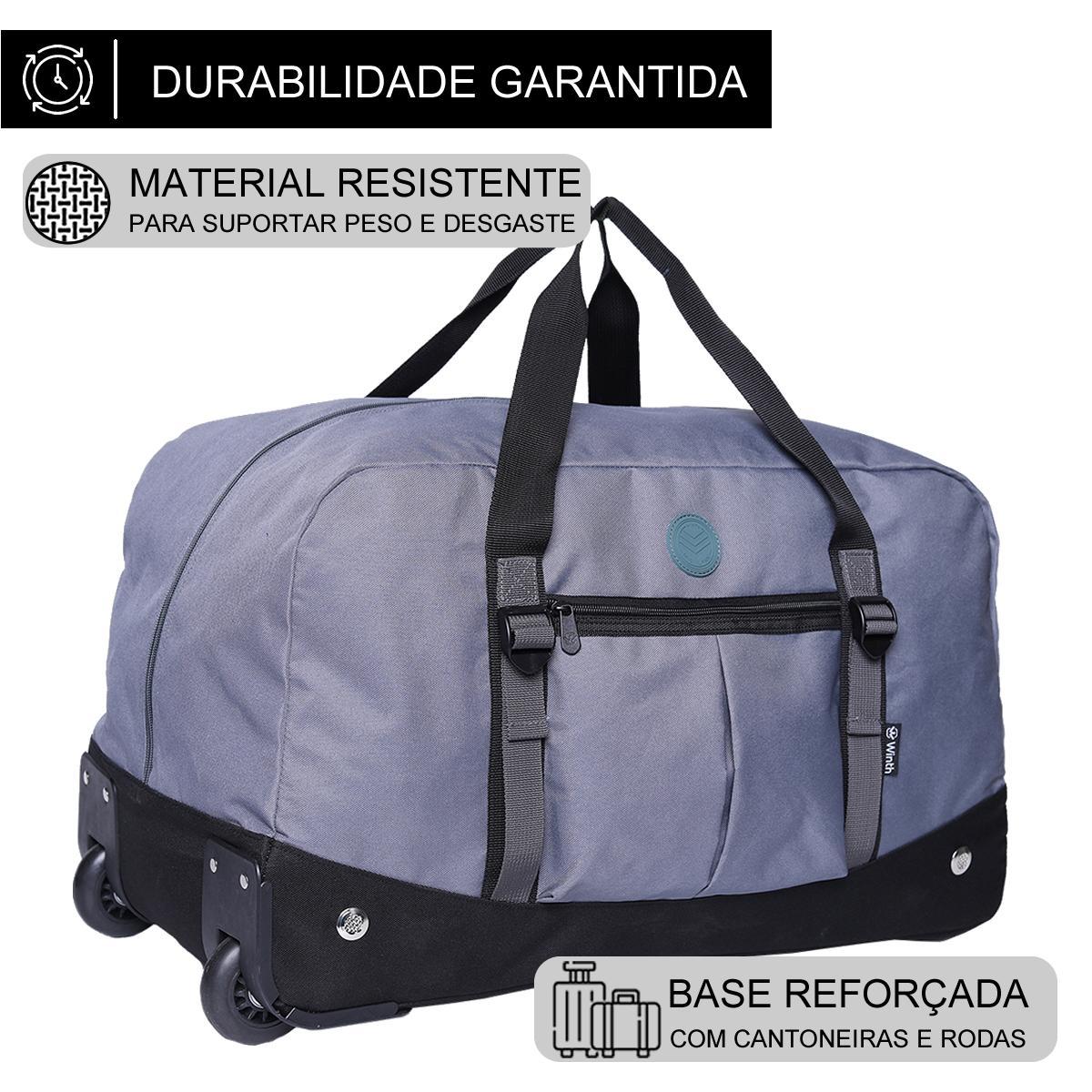 Bolsa Mala Sacola De Viagem Com Rodas Reforçada - Cinza