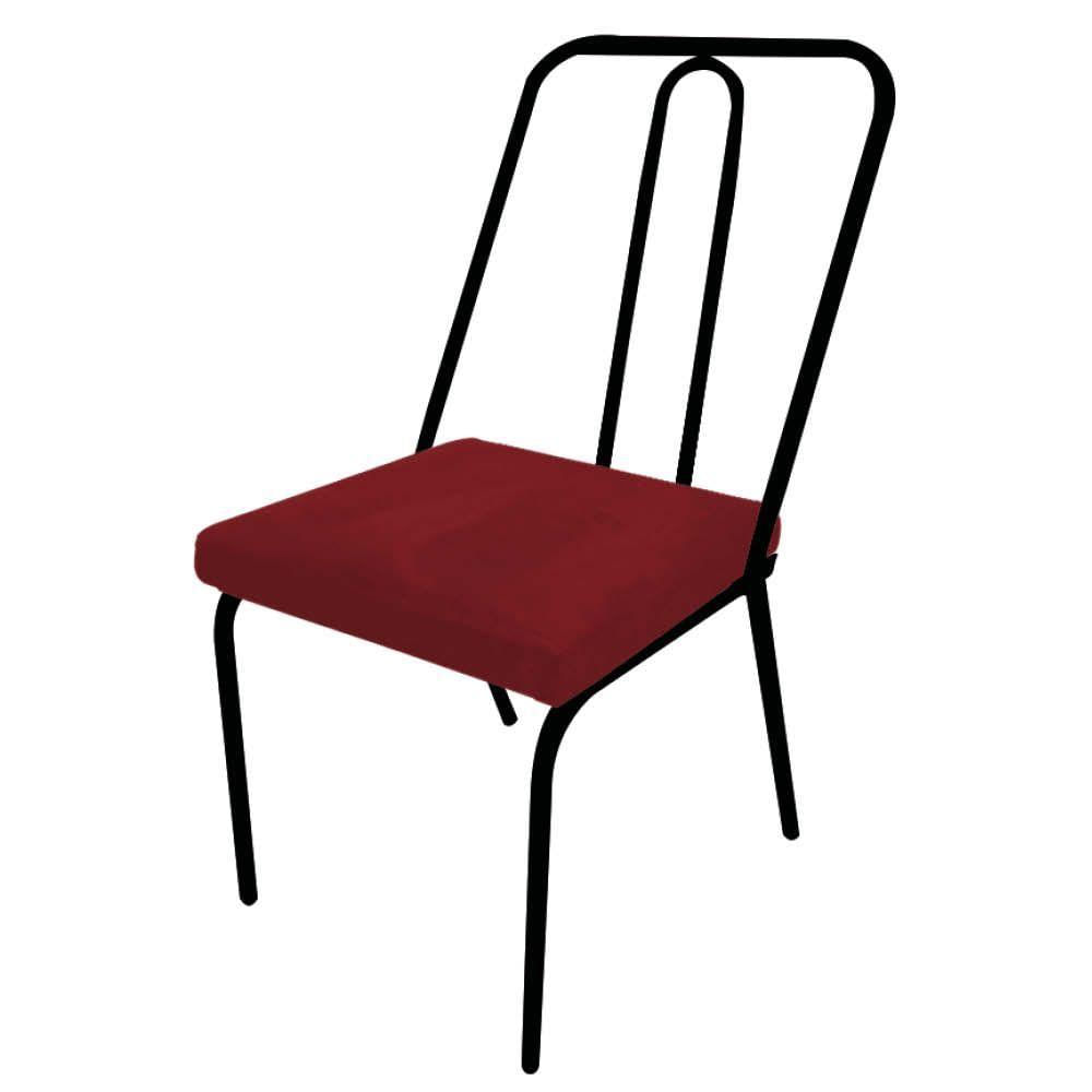 Miniatura Kit 03 Cadeira De Jantar Drika Ferro Preto Suede Vermelho - Amey Decor