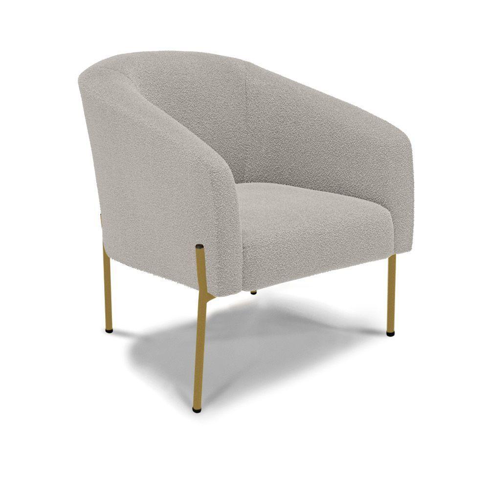 Miniatura Cadeira Sala De Jantar Pé De Ferro Dourado Stella Bouclê D03 - D'rossi Cor Cinza