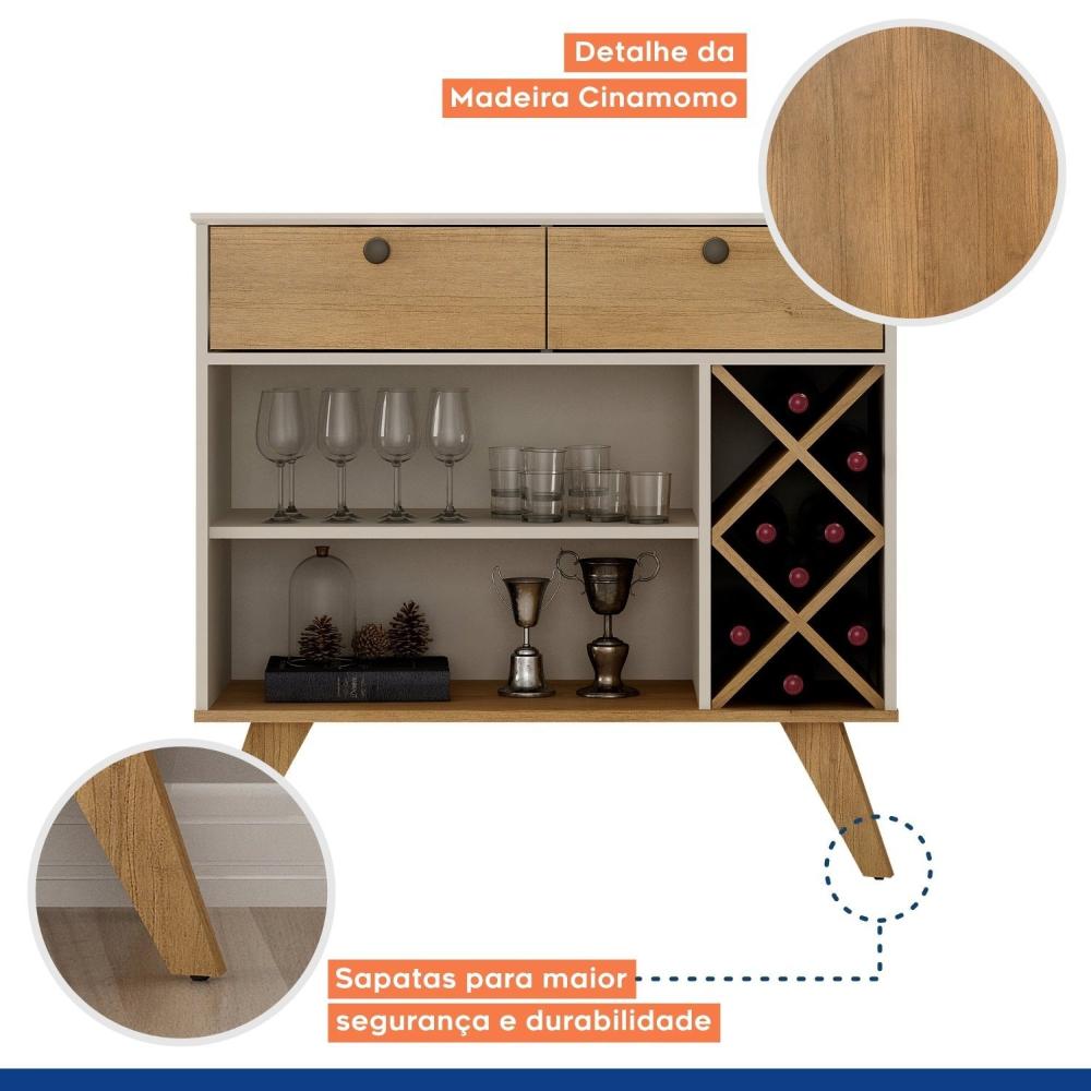 Miniatura Buffet Aparador 2 Gavetas Alice Valdemóveis Off White/Cinamomo